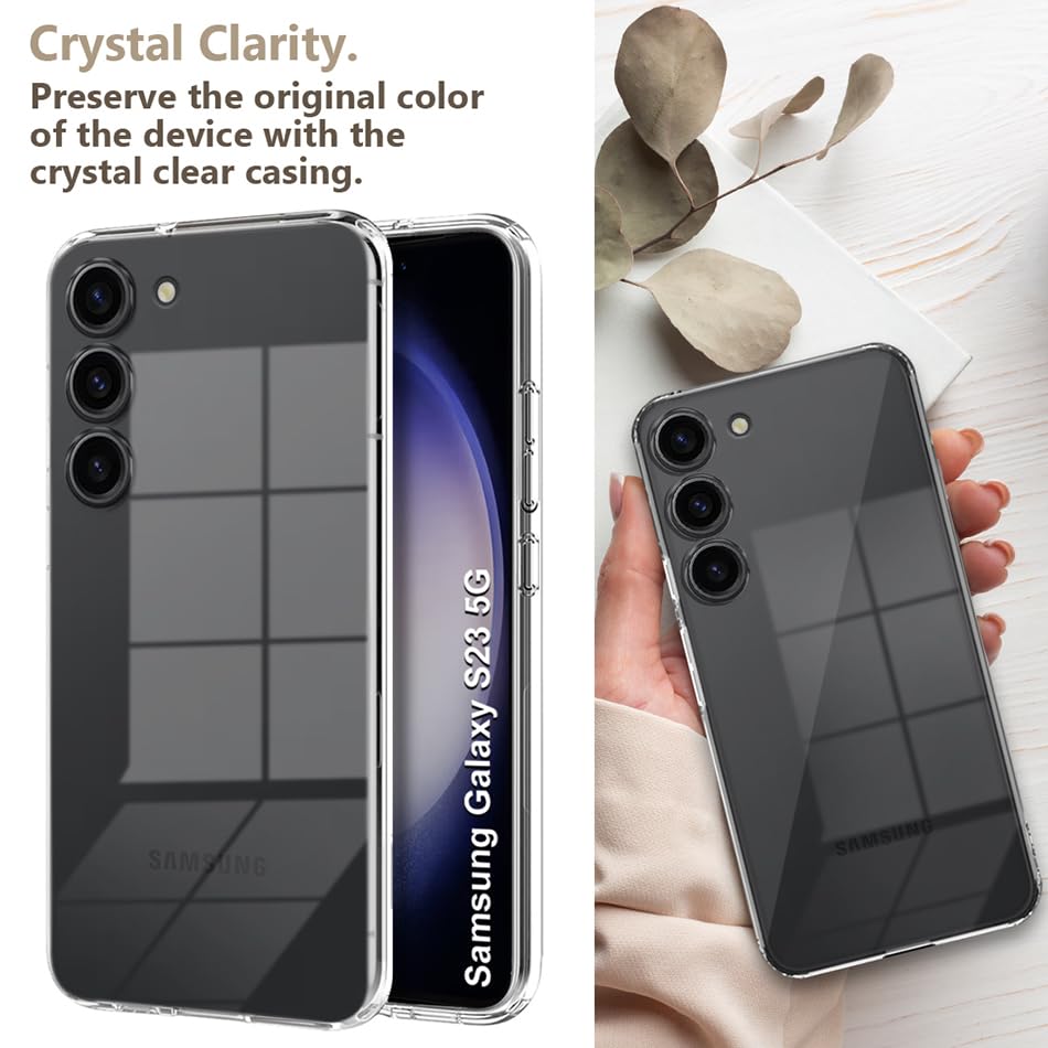 Image of Fashionury Crystal Clear Case for Samsung Galaxy S23 5G | Yellowing Resistance | Transparent TPU Silicone | Raised Camera Lips | Slim Transparent Cover