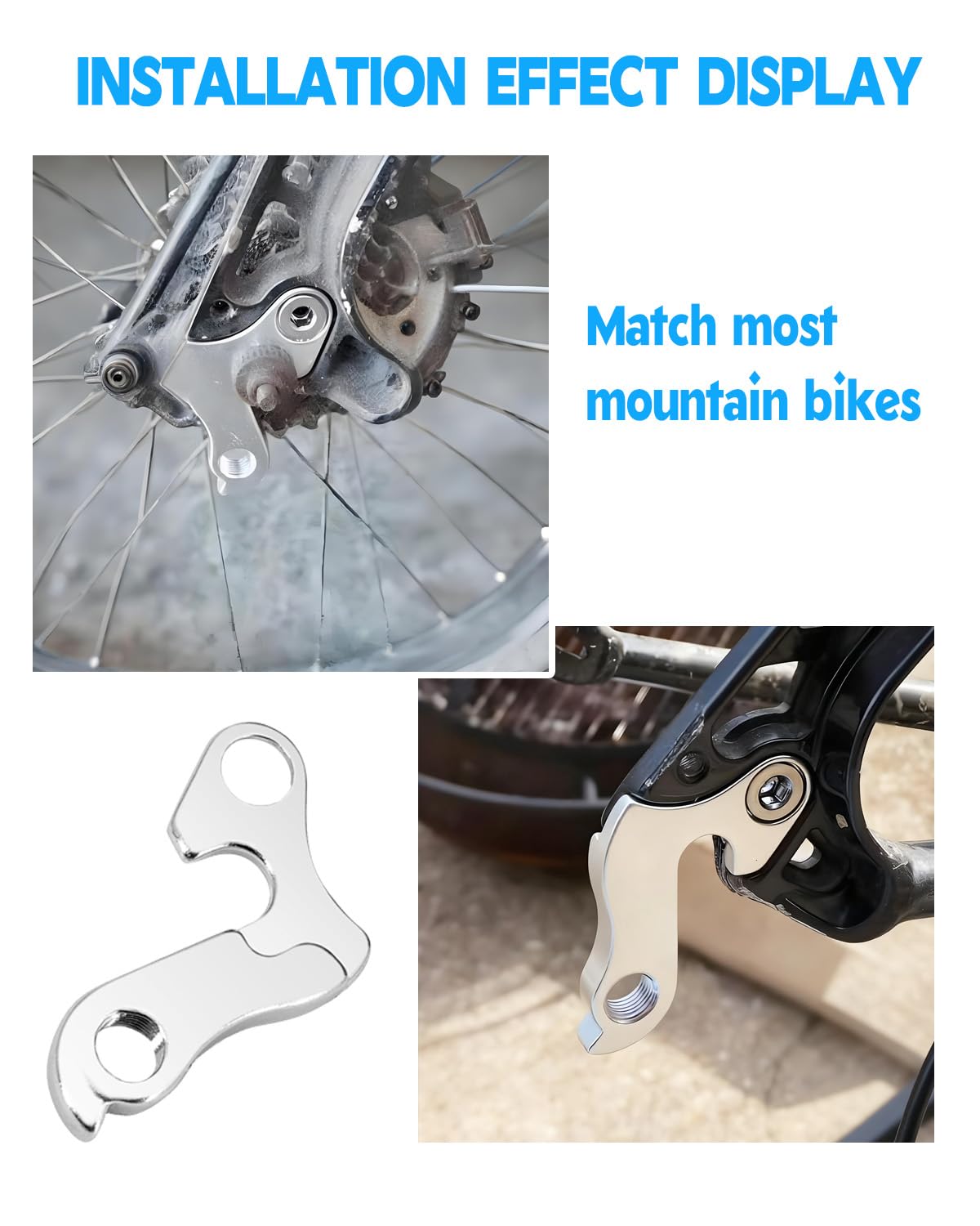 2PCS Forcellino per Cambio, Forcellino Cambio Bici Bicicletta, Telaio in Lega di Alluminio con Gancio per Ingranaggio Posteriore per Bicicletta GH-011