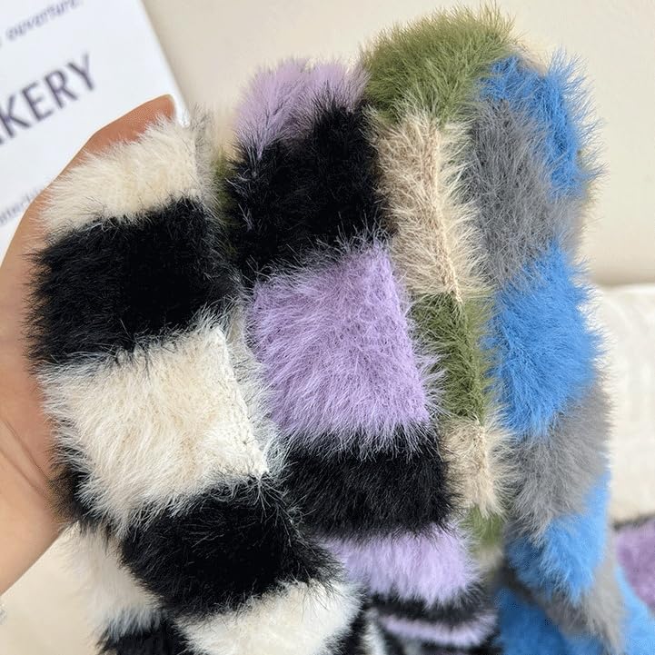 Y2k Striped Scarf Long Skinny Scarf Cute Fuzzy Neckerchief Fluffy Scarves Grunge Acubi Accessories Emo Streetwear3