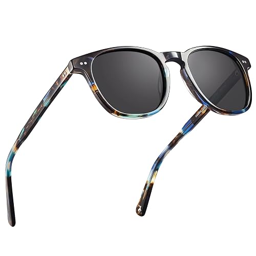 CARFIA Polarised Sunglasses Mens 100% UV Protection Square Street Style Driving Fishing - A06-grey Lens