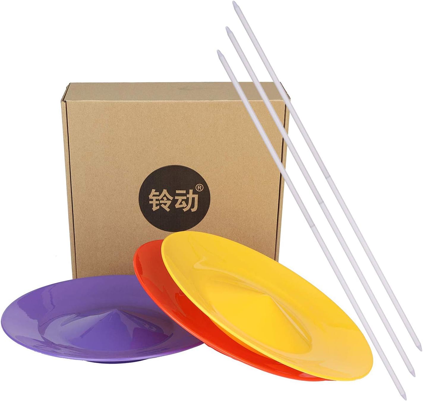 ChuhapII Professional Spinning Plates / Juggling Plates Set of 3 with 3 Durable Sticks (22.6 Inches) (LD-001 Spinning Plates)