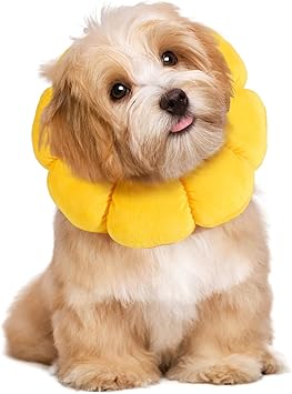HOMBYS Soft Dog Cone for Dogs and Cats, Cute & Fluffy Flower Shape for Claming, Adjustable Dog Collar Alternative After Surgery, Protective Elizabethan Collar for Dogs Recovery & Stop Licking, L