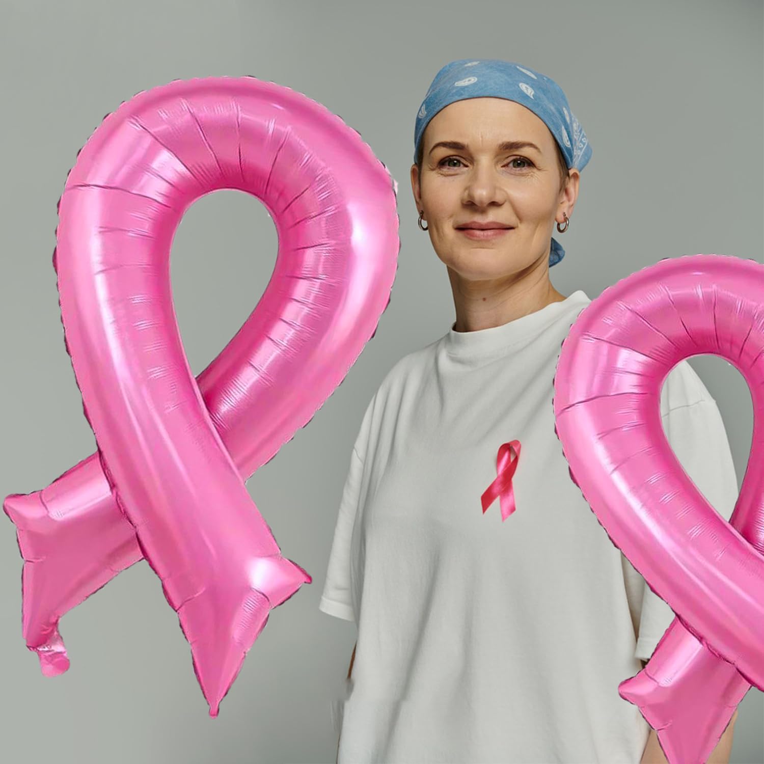 JUFYVO 4pcs Pink Ribbon Balloons Breast Cancer Awareness Balloons Decoration Breast Cancer Party Decoration Supplies Campaign Support Supplies for Women - Image 3