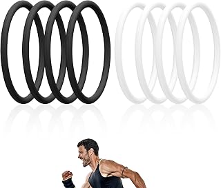 8pcs Patella Bands, Silicone Patellar Tendon Support Straps for Knee Stability Elastic Patella Knee Braces for Men & Women in Sports, Running, Basketball, Hiking, Soccer (Black, White)