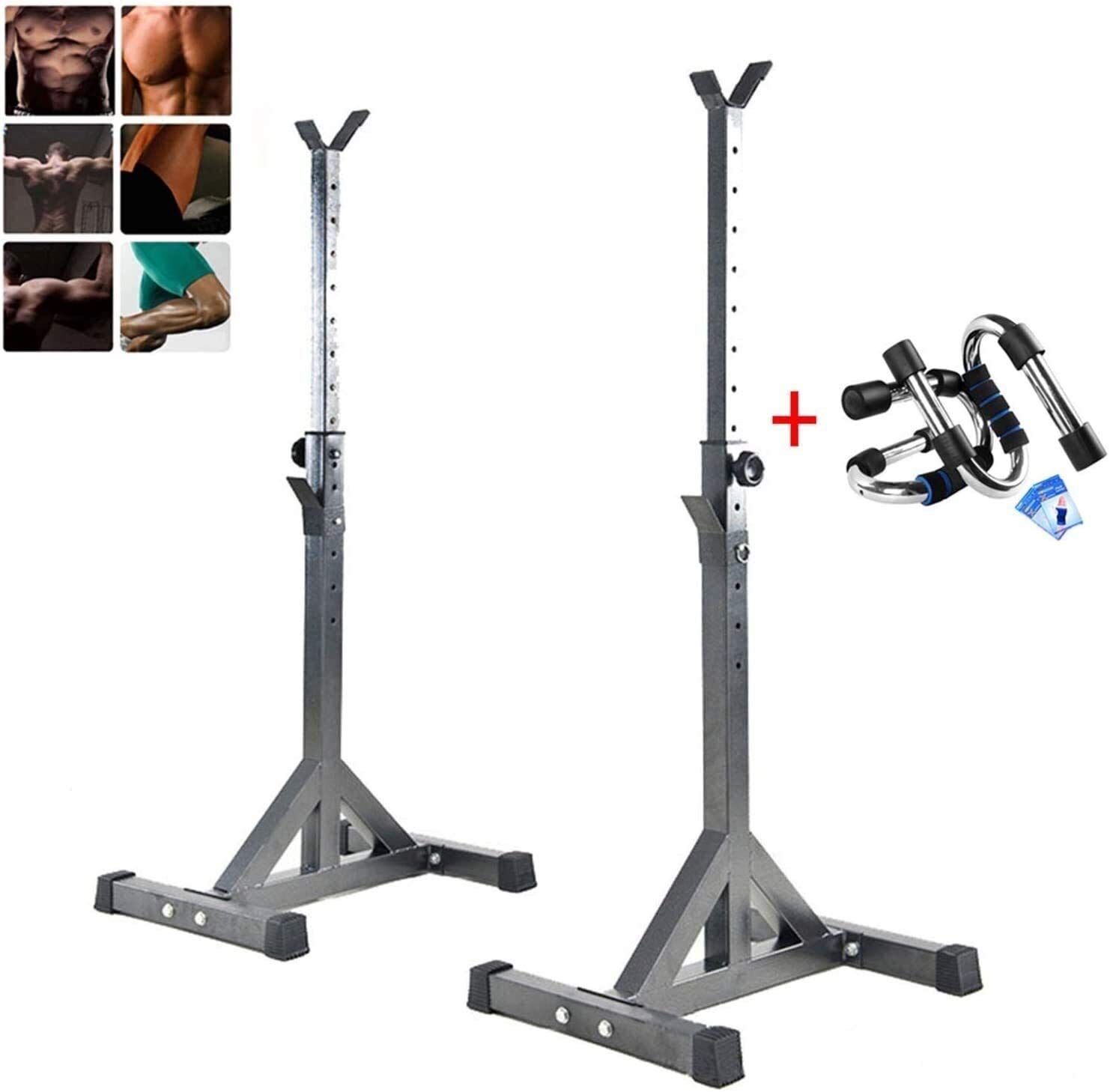 YANSHOU Multi-function barbell stand deep squat adjustable, home gymnoffs scorpion bracket, multi-function lifting bar ring, easy to assemble, adjustable height 97-146cm