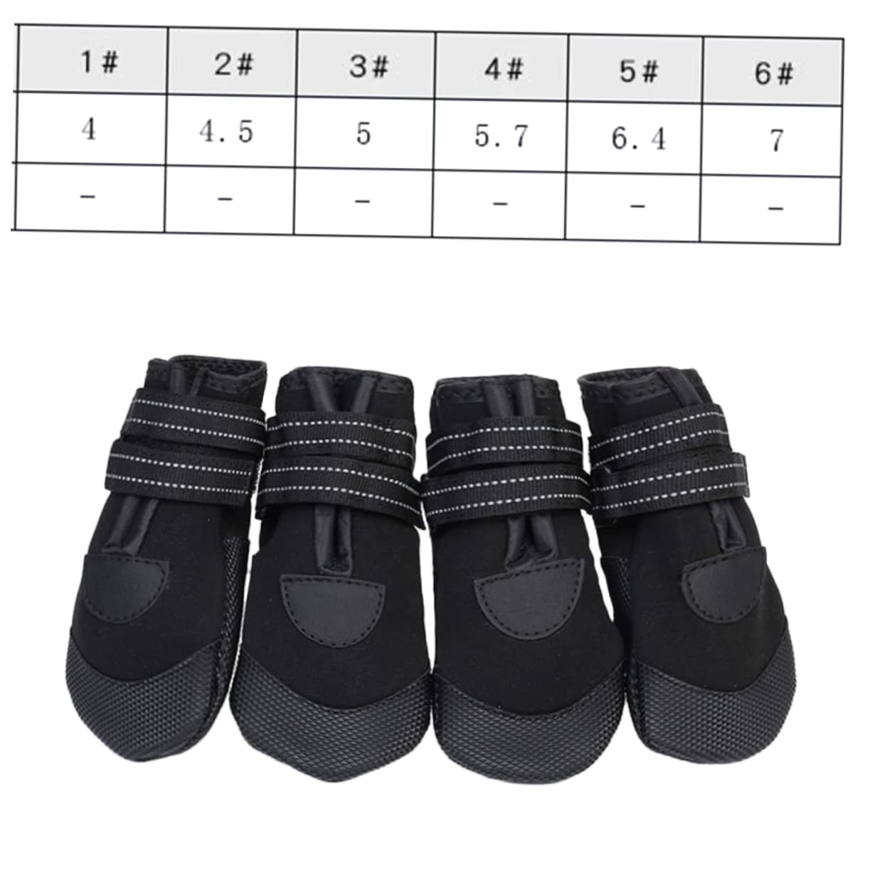FOMIYES Lot de 2 Paires de Chaussures de Marche pour Chiens en Maille Réfléchissante Non Confortables pour Petits Chiens Bottines Noires pour Animaux de Compagnie 4 Pièces