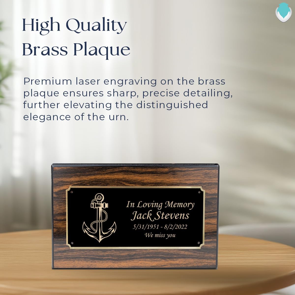 GetUrns Heritage Adult Espresso Cremation Urn Box for Human Ashes I Anchor Custom Engraved Wooden Urns for Male and Female I 213lbs