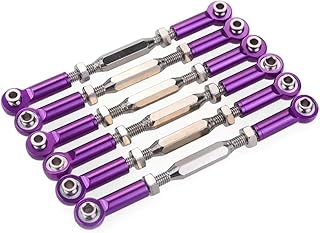 RC car Components Compatible with Himoto E10 E10XT E10XTL 1/10 RC Car Upgrade Parts 6pcs 81mm Front Aluminum Steering Linkage Rod Turnbuckle(Purple)
