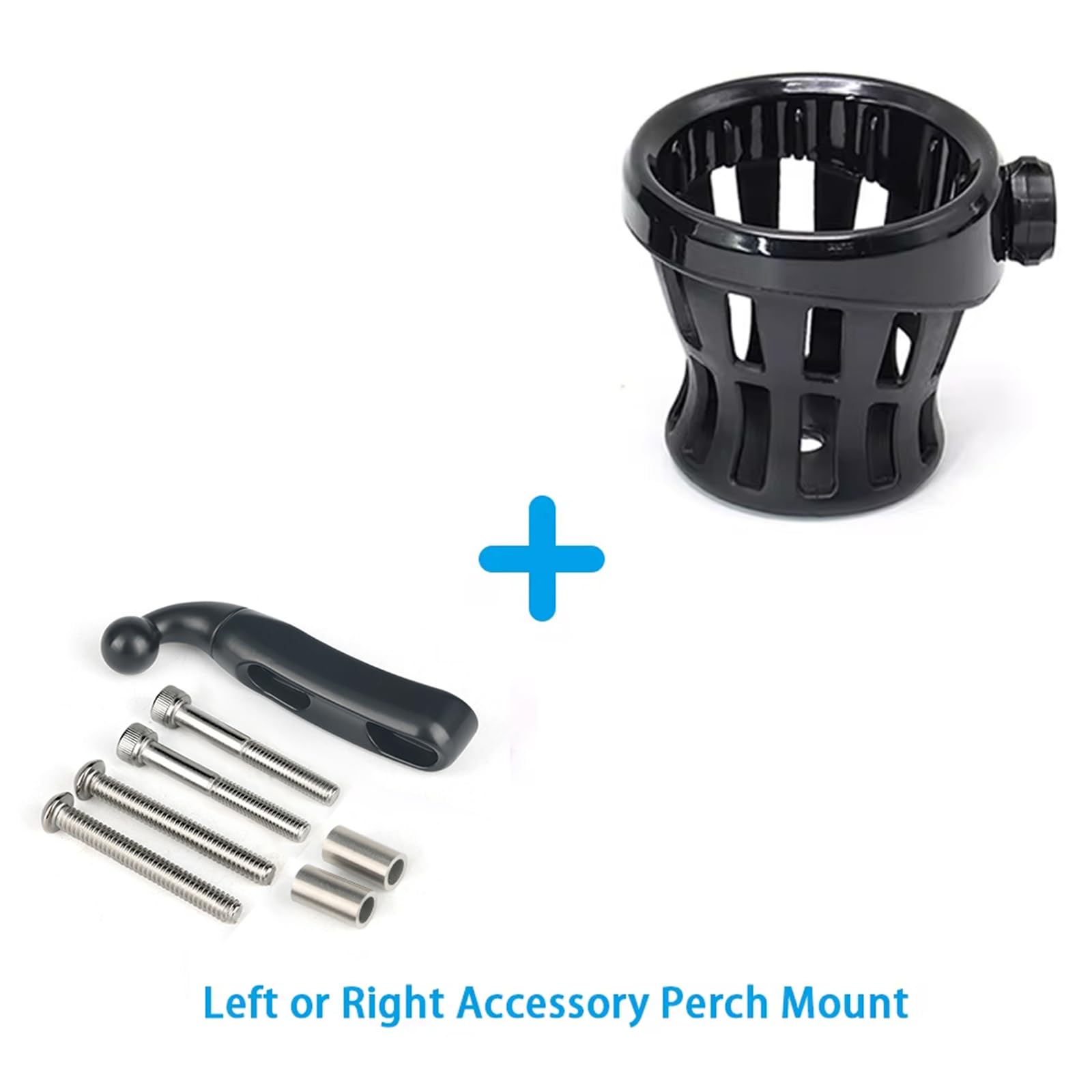 Motorcycle Handlebar Drink Cup Holder Plated and Rubber Chrome/Black Mount for Harley Davidson Passenger Water Bottle Holder with Mesh Basket for Honda Goldwing GL 1800 (102/142 MM)