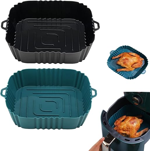 VELEGO Silicone Air Fryer Liners, 2Pcs Reusable Air Fryer Silicone Liners, Air Fryers Accessories, Silicone Airfryer Liners for Air Fryer, Air Fryer Basket Replace Parchment Paper for Cosori Air Fryer
