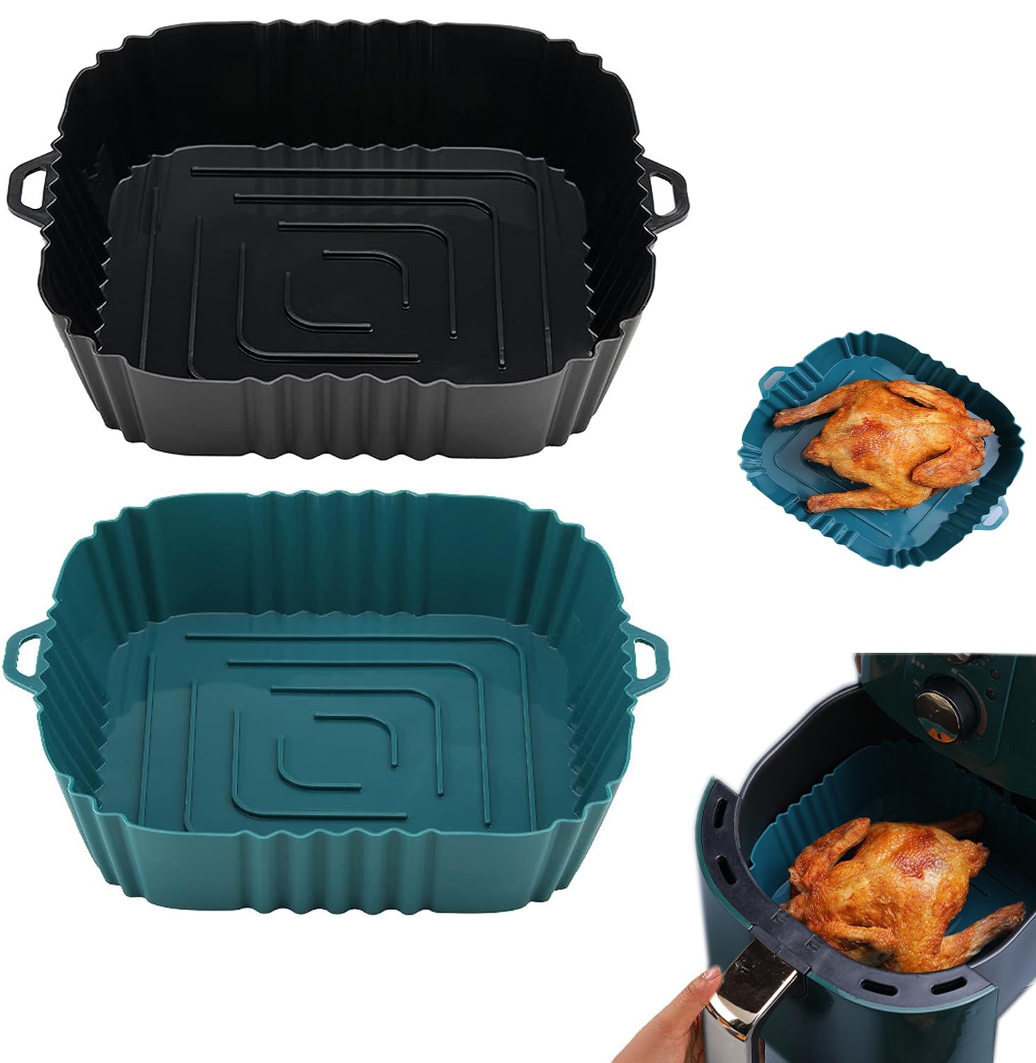 Air Fryer Silicone Liners - 2Pcs Reusable Accessories for Cosori Air Fryers, Replaces Parchment Paper