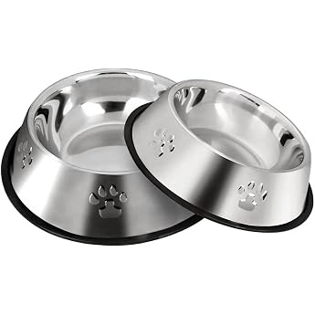 Set of 2 stainless steel dog bowls non-slip dog bowls food bowls small medium large dog bowl and water bowl