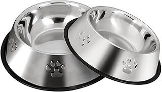 Set of 2 stainless steel dog bowls, non-slip dog bowls, food bowls, small, medium, large dog bowl and water bowl product image