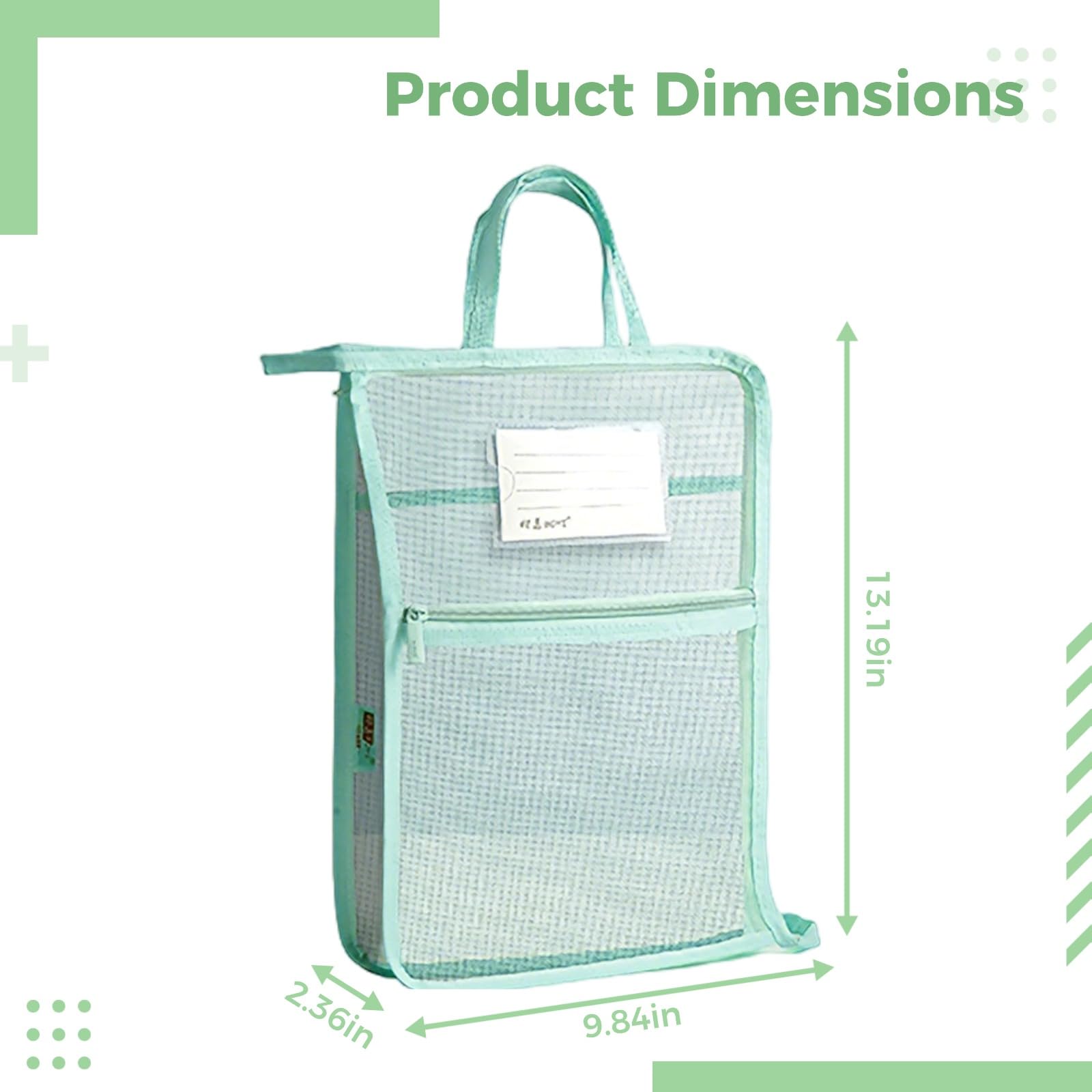 Lote de 5 bolsas para documentos en forma de L con asa, de gran apertura, organizadores de malla con cremallera para material escolar, 33,5 x 25 x 6 cm, bolsa transparente para exámenes de estudiantes