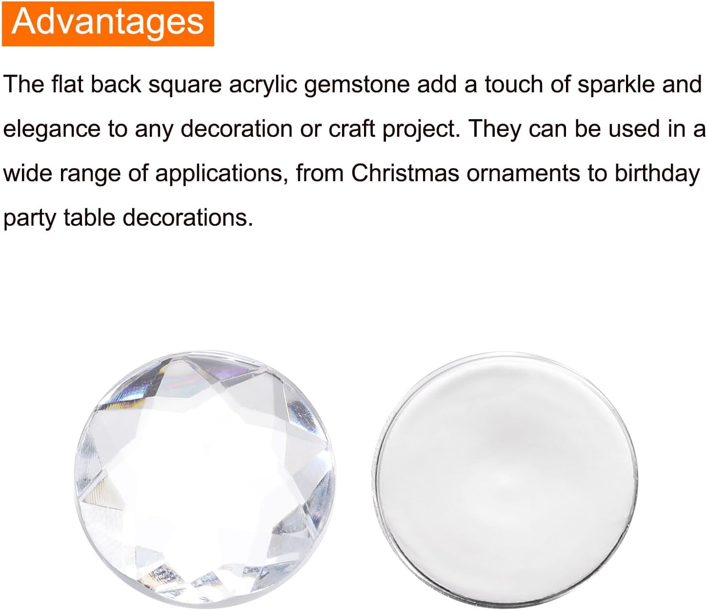 MECCANIXITY Flat Back Round Acrylic Rhinestones,14mm White Flatback Crystal Rhinestones for Crafts Clothes Shoes DIY Decoration Gifts 50Pcs - Image 4