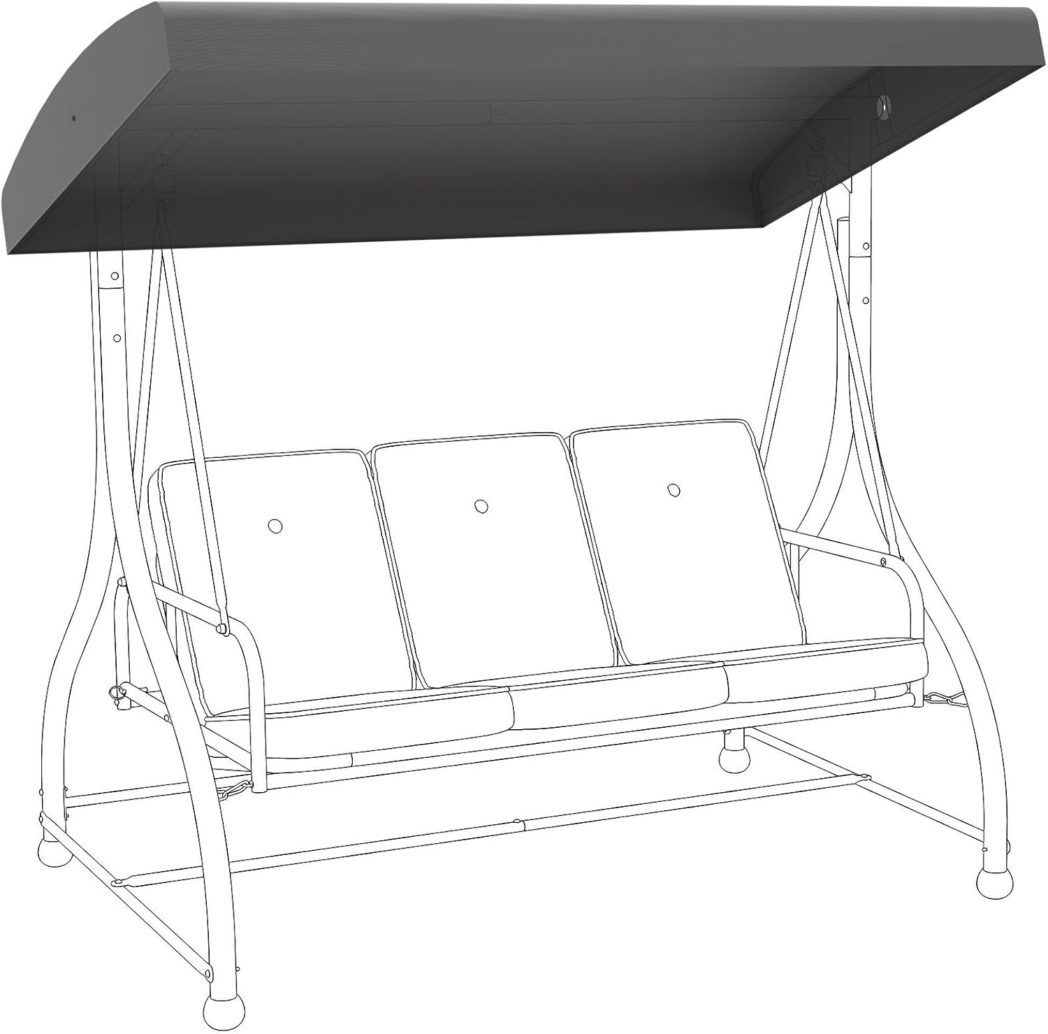 FUNG YARD Porch Swing Chair Canopy Replacement, 76” x 46” Breathable Canopy, UV Resistant & Waterproof, Adjustable 3 Seats Swing Bed Canopy, Only Top Cover, Grey