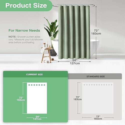 Vista 81 de Dynamene Cortina de ducha larga de tela negra – Cortinas de ducha de tela alta y resistente con textura de gofre, juego de cortina de baño de lujo