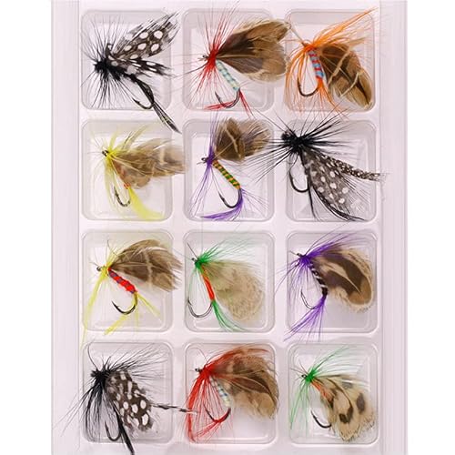 Origlam 12Pcs Fly Fishing Fly Kit Fly Handcrafted Fly Fishing Lure, Topwater Fishing Lures Fishing Lure For Trout Bass Salmon (Butterfly) #TOP6