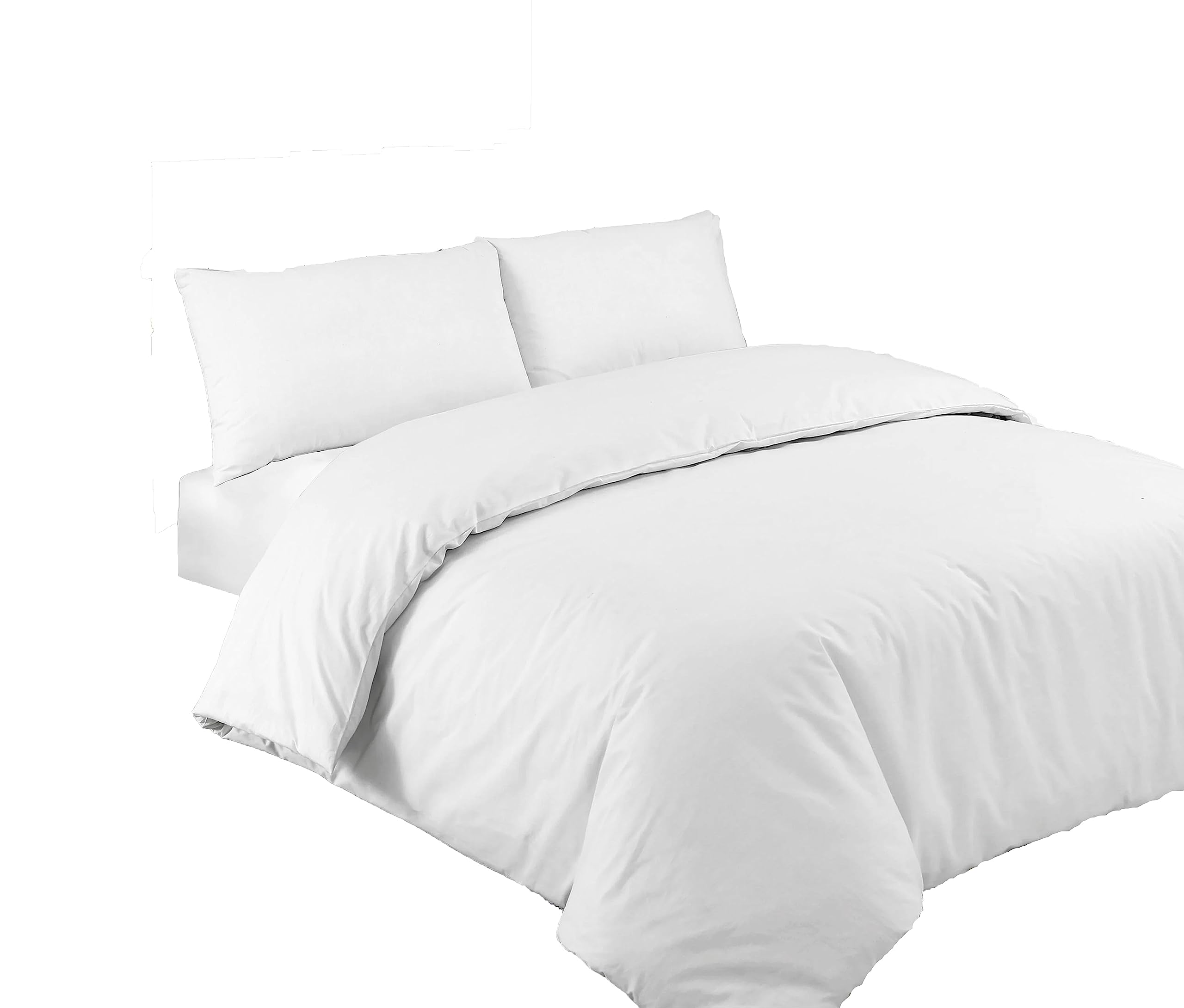 Ev Dekor®Duvet Cover Bedding Sets, White Plain Dyed Double Duvet Cover Set including Pillowcase - Image 2