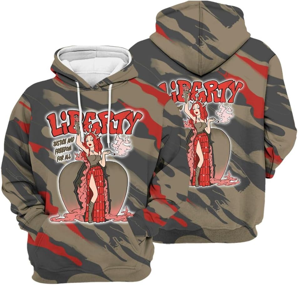 Dunkare Retro Olive 9s Streetwear 3D Hoodie, Liberty Art All Over Print Unisex Hoodie