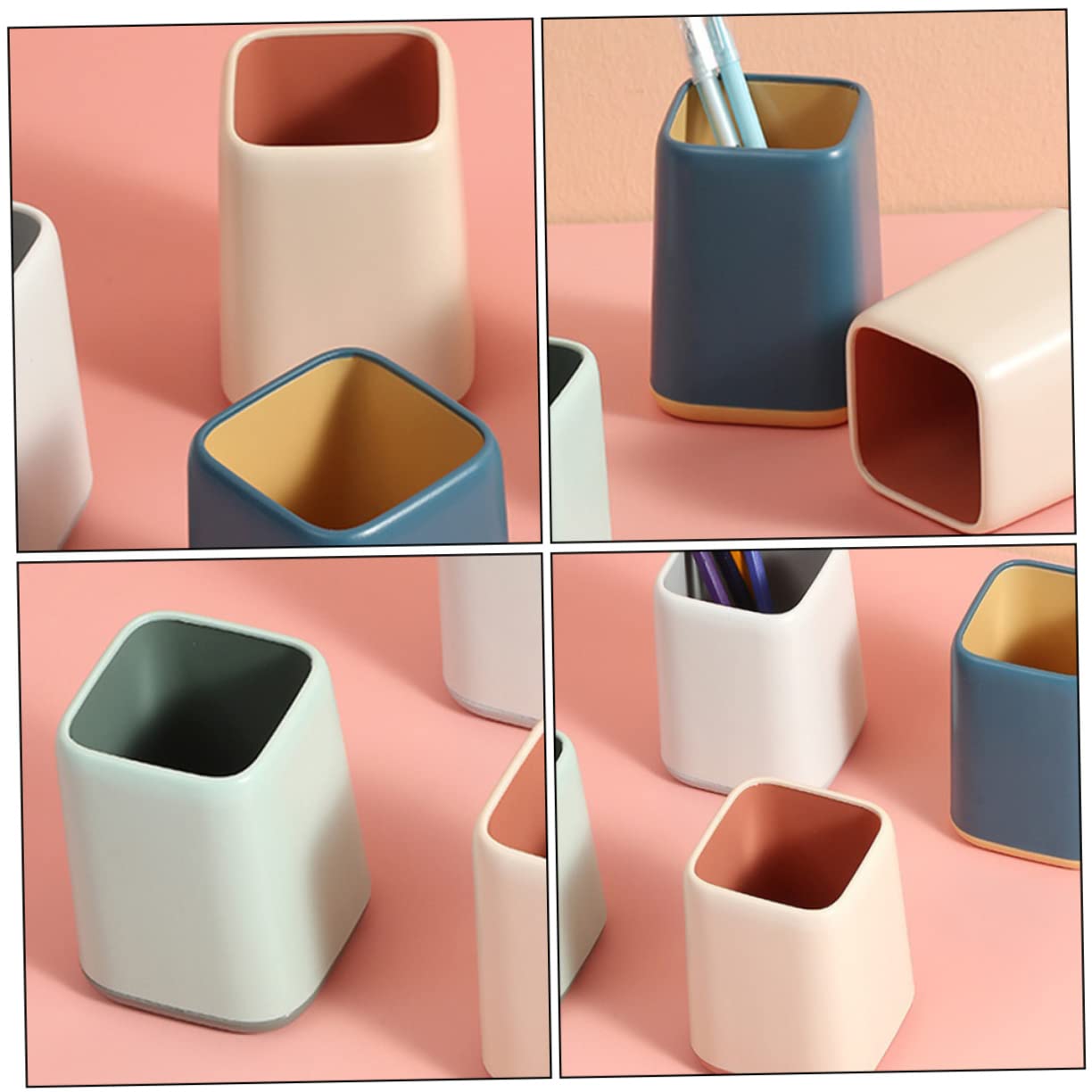Portapenne Decorativo Multifunzione in Plastica, Contenitore per Penna e Cosmetici per Scrivania, Scatola di Stoccaggio Semplice ed Elegante