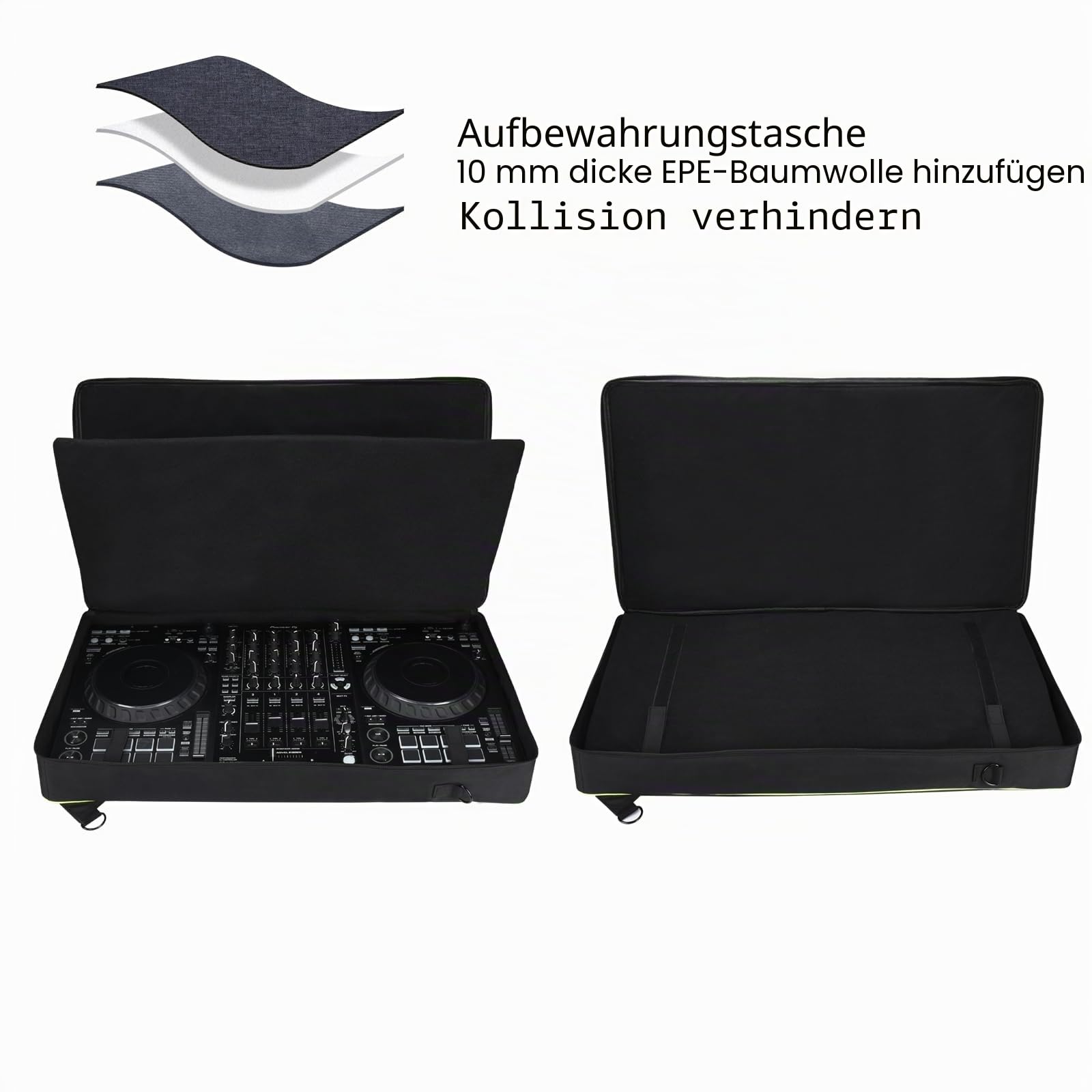 Tragbarer Tragetasche Reisehülle Umhängetasche Rucksack für AlphaTheta DDJ-GRV6,für Pioneer DJ DDJ-FLX10/DDJ-1000SRT/DDJ-1000 DJ-Controller,Kopfhörer,Tablet,Kabel,Ladegerät,Zubehör,Schwarz