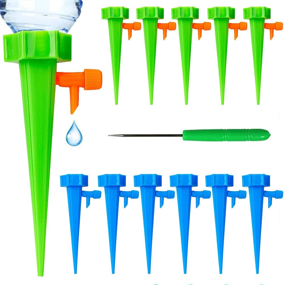 Plant Watering Devices,12 Pcs Automatic plant waterer Plant self watering spikes system with Water control valve,for Outdoor Indoor Flower Vegetables
