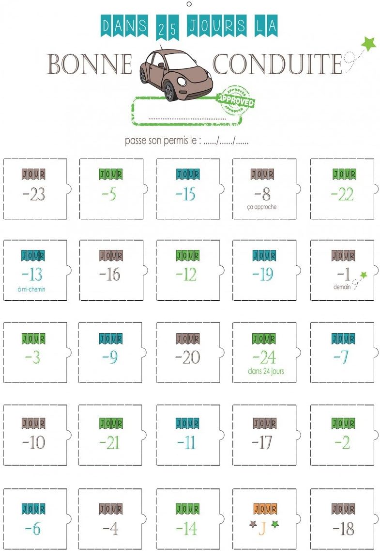 ADVENT CALENDAR DRIVING LICENSE COUNTDOWN 25 DAYS BEFORE DRIVING LICENSE PERSONALISED