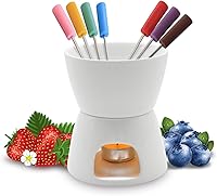 Vista 1 de ABHOME Little Fondue Set, olla de cerámica para fondue para derretir chocolates/quesos, color blanco