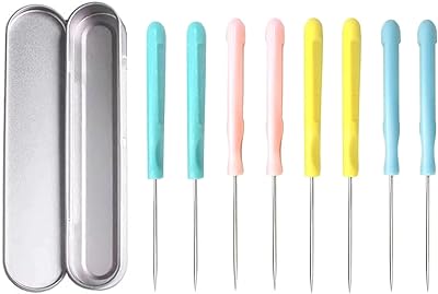 8 PCS 5.2 Inches Sugar Stir Needle Includes Stainless Steel Case and Needle Protector, Cookie Scribe Needles Cake Decorati...