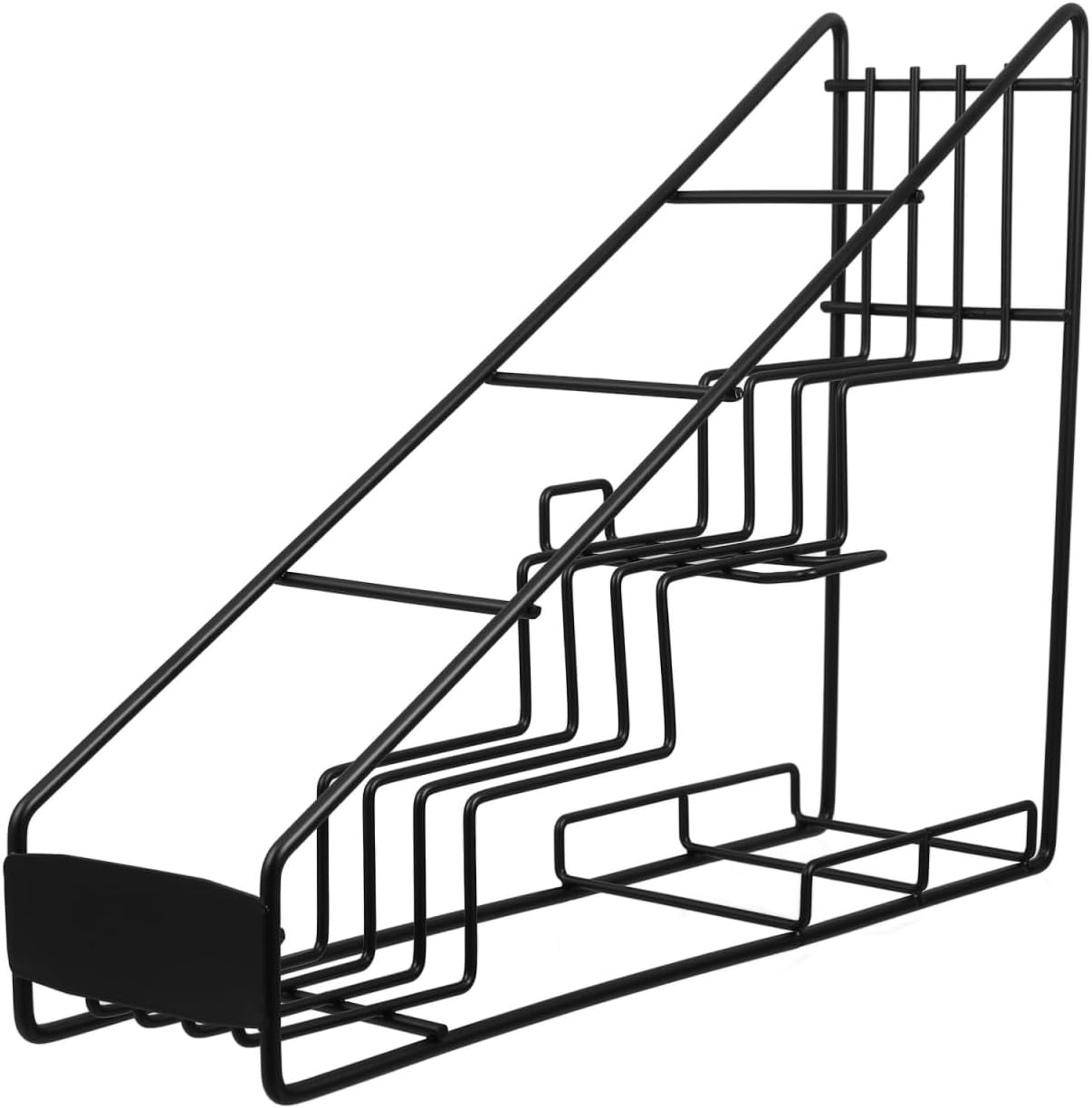 NUOBESTY Coffee Syrup Rack, Stainless Steel Spice Shelf Organizer Syrup Bottle Rack, Coffee Bar Organizer Holds 4 Bottles Kitchen Storage Organization, 16.92 X 12.59 X 3.93 Inches (Black)