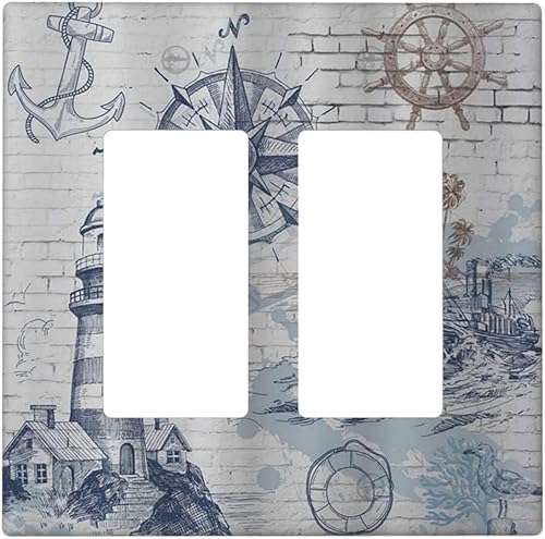 Miniatura 101 de Cubierta de interruptor de luz basculante de palanca de 2 bandas con textura de tablón rústico, diseño floral de mariposa y margarita