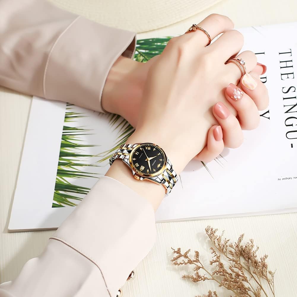 OLEVS Automatic Watches for Women Two Tone Gold and Silver Ladies Small Wrist Watches Luxury Diamond Dress Mechanical Waterproof Stainless Steel Date - Image 2