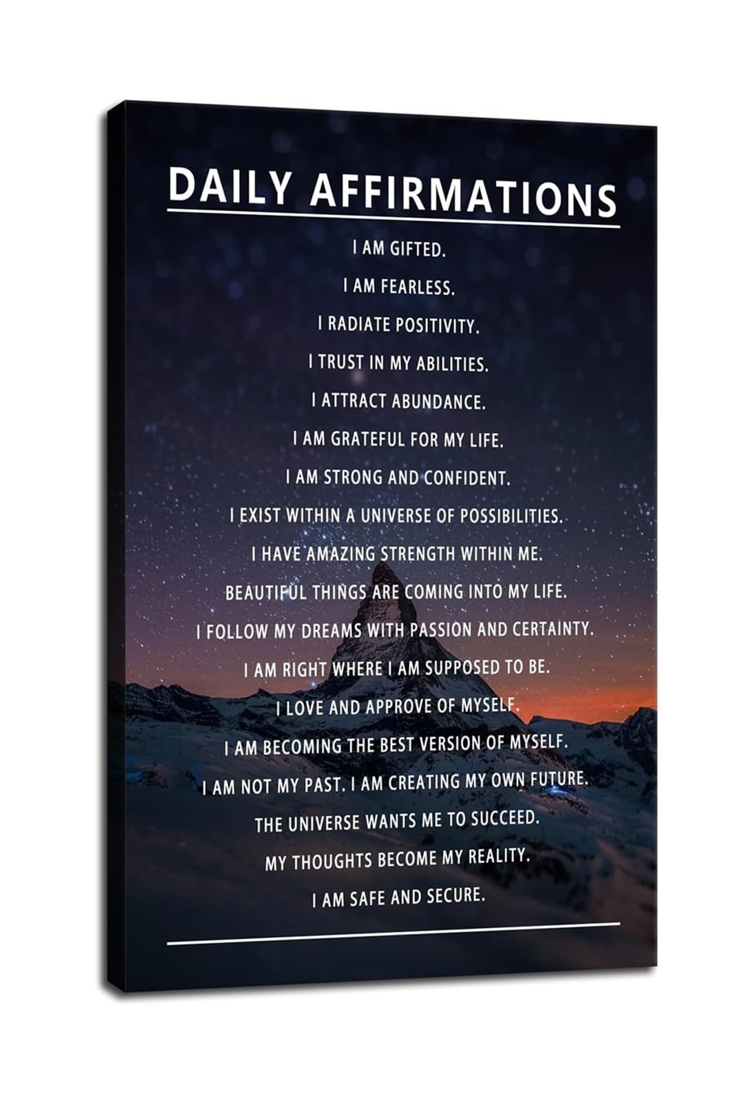 BYLSAGWHT You Are Enough Motivational Canvas Wall-Art Daily Affirmations Poster for Bedroom Office Self Care Quote Mental Health Anxiety Decor(Framed,08x12inch(20x30cm))