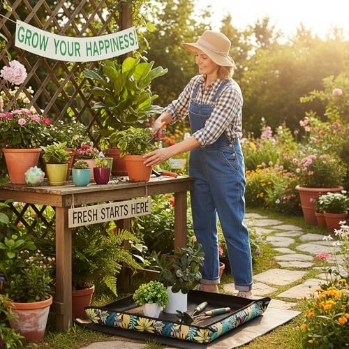 Owl Focus wasserdichte Umtopfmatte aus Oxford-Gewebe mit Blumenmuster