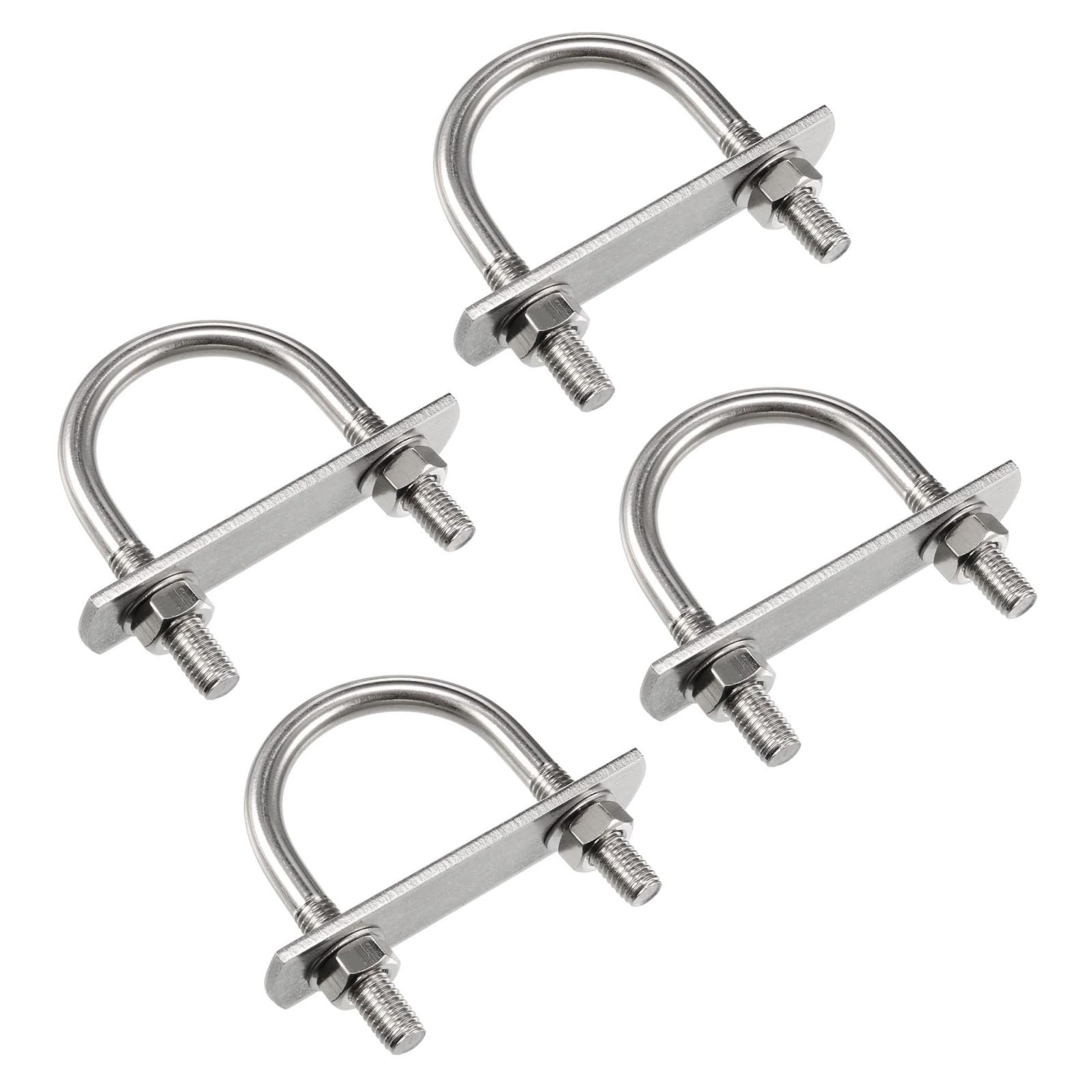 TA-VIGOR 4 sets M8 Round U-Bolts, 47mm Inner Width 75mm Length 304 Stainless Steel U-Bolts with Nut, Plate