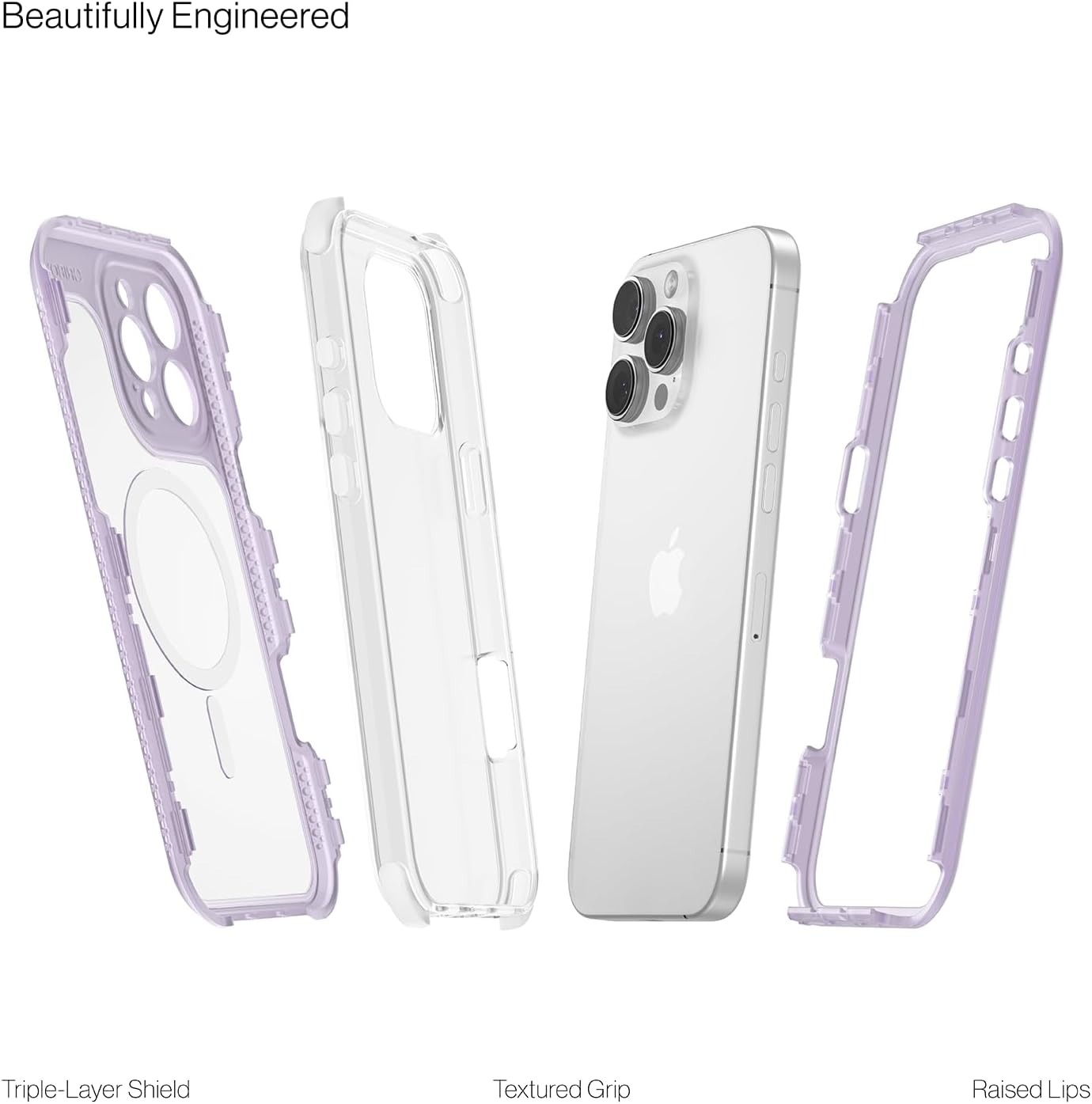 ORIbox Seralyn Series for iPhone 16 Pro Max Case - MagSafe Compatible, Triple-Layer Shockproof Protection, Crystal-Clear Back with Elegant Matte Frame(6.9", Mauve Twilight) - Image 3