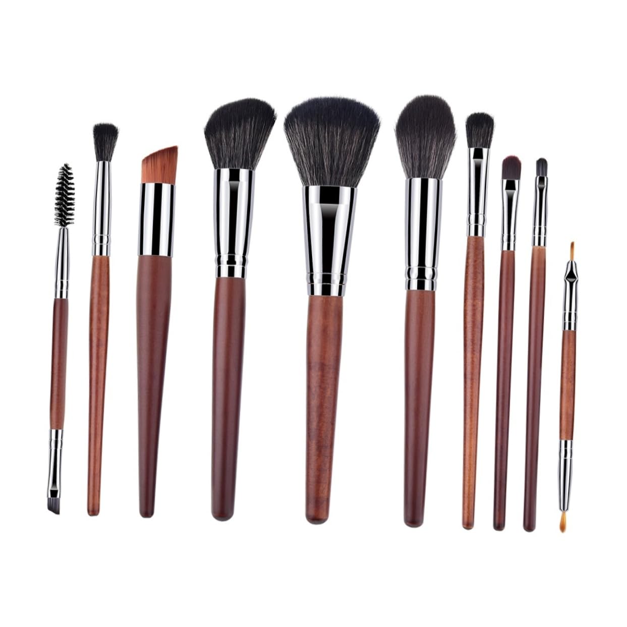 minkissy Set Di 3 Pennelli Per Il Trucco Con Manico in Legno E Setole in Nylon Kit Di Pennelli Per Cosmetici Per Donne E Signore Aspetto Naturale 10 Pezzi*3