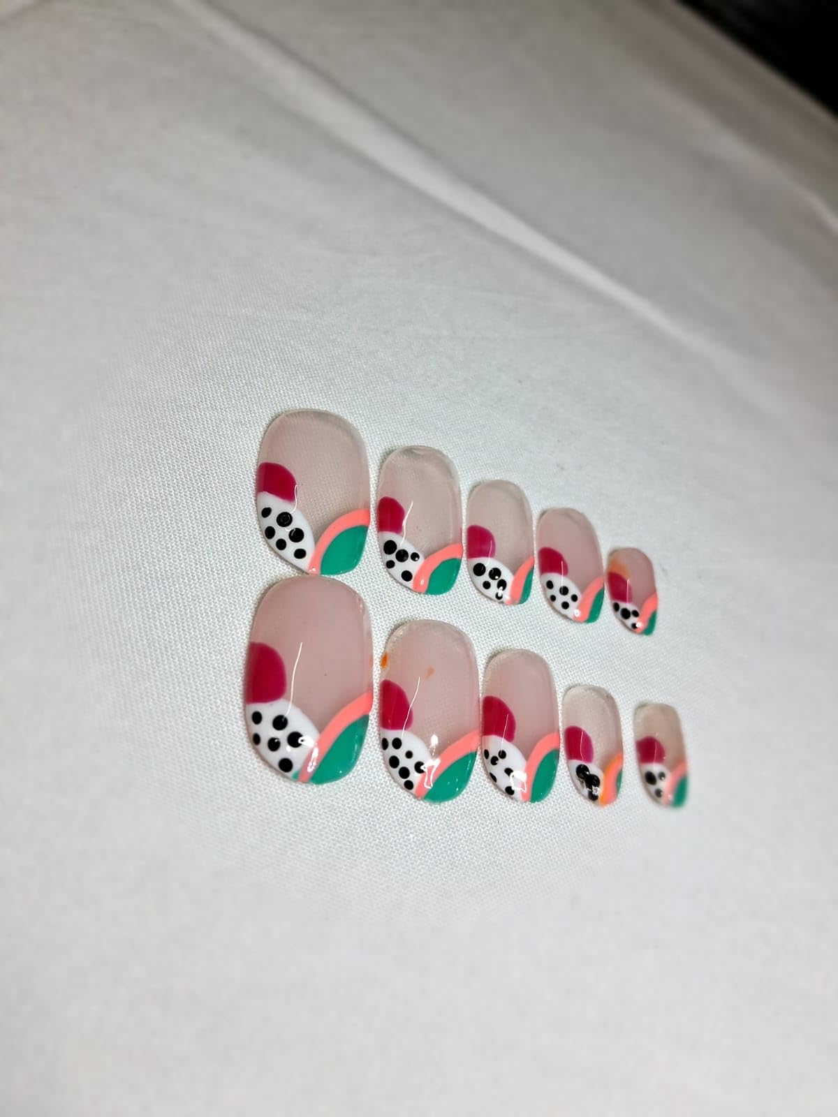 SHREEM ENTERPRISE Artificial Fake Nail Set Base Pink White Bow Glossy Nails| Lightweight & Long Lasting Quick Fix For Festivals & Special Occasions