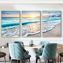 3 Pcs Waves, Beach, Sunset 12x16inch Wall Art for Modern Home, Office, Living Room, Bedroom Decor,Unframed Canvas Poster Wall Art