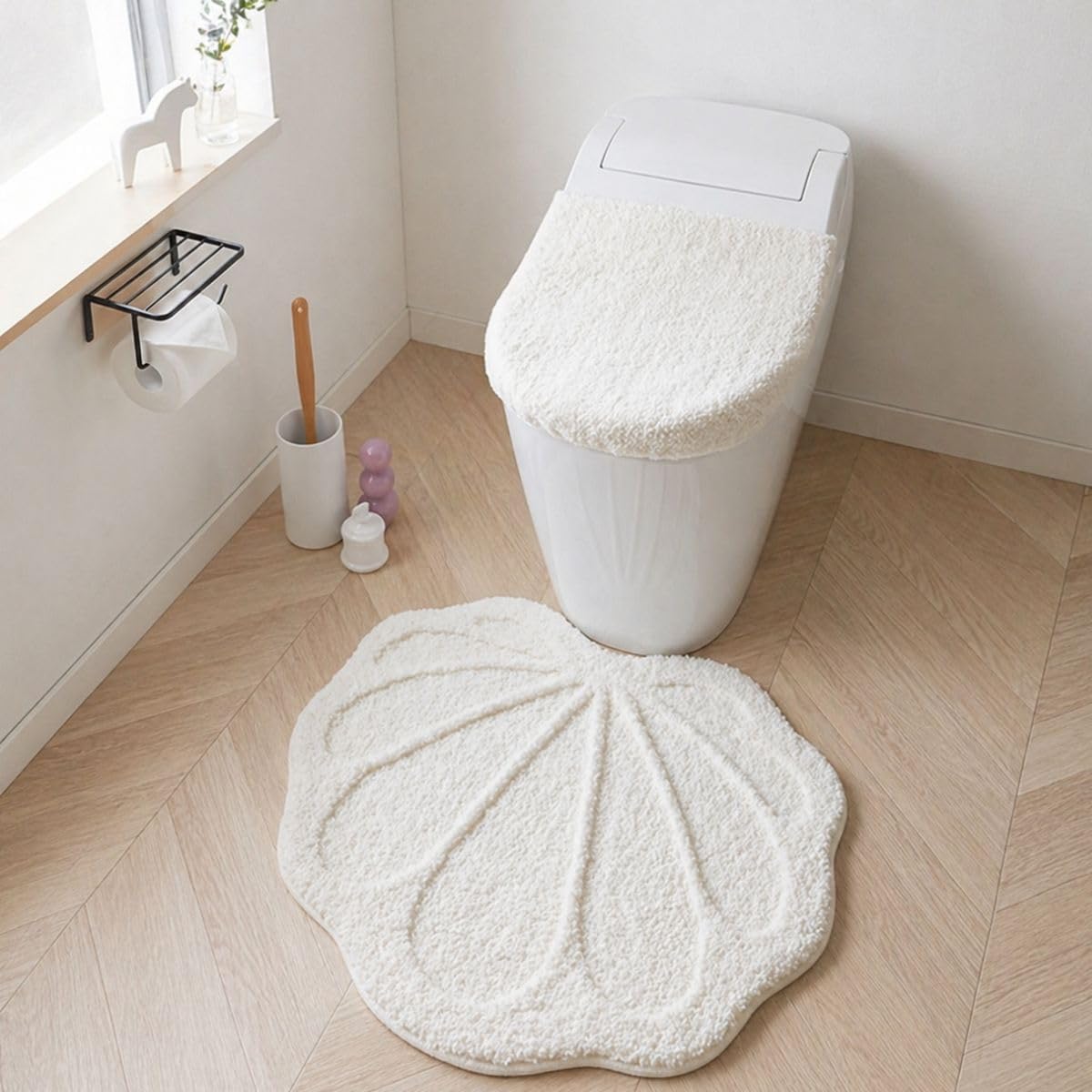 Amazon.co.jp: 藤栄(FUJIEI) シェルトイレマット ラメ入り 55×65cm
