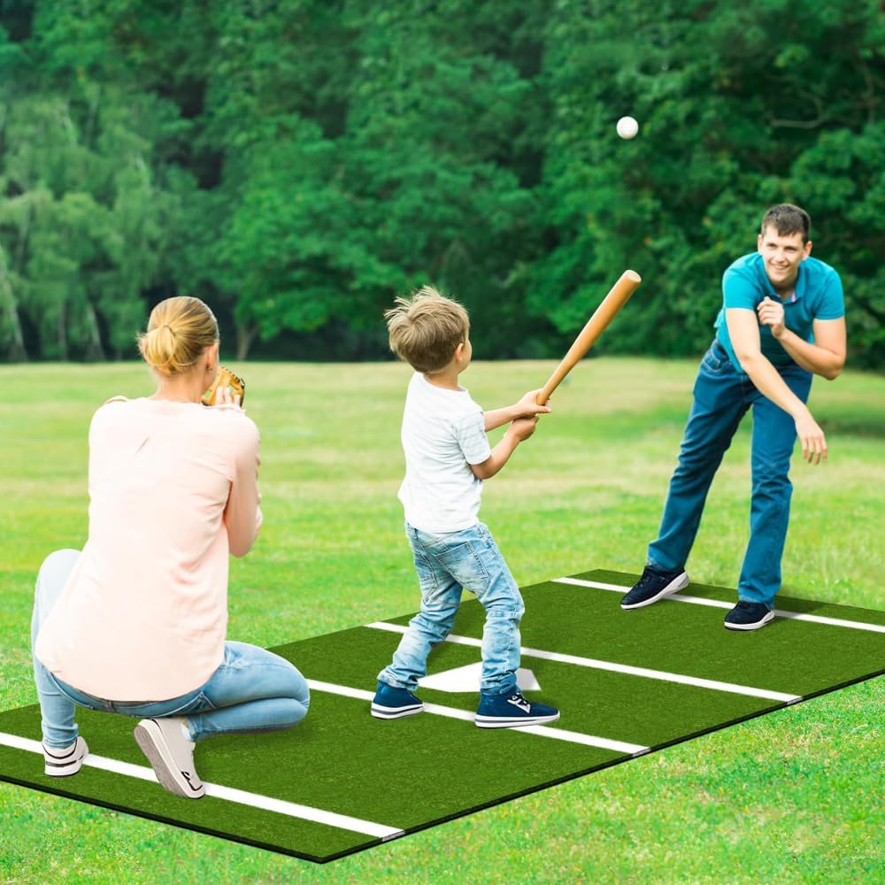 Durable Rubber Training Mat for Baseball and Softball Hitting Practice – Indoor Outdoor Portable Batting Surface with Non-Slip Base