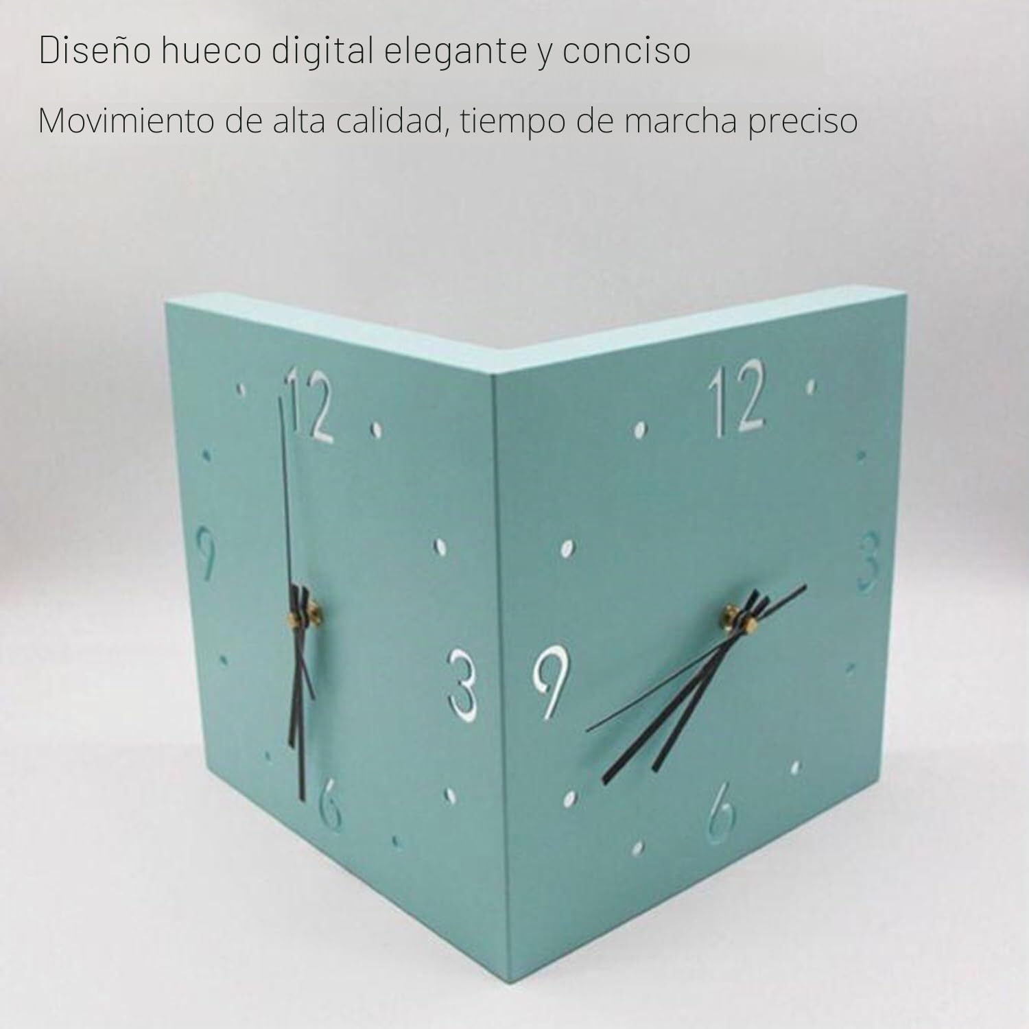 Reloj de pared digital de esquina, diseño silencioso de doble cara para sala de estar moderna, fácil instalación, batería no incluida