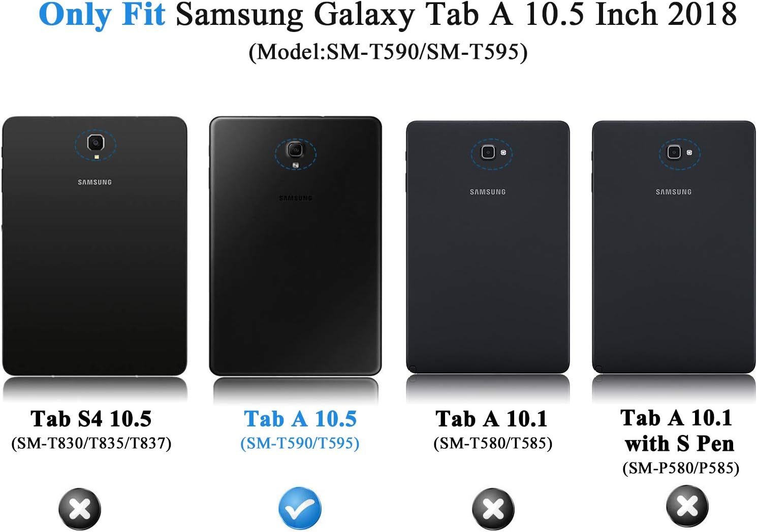 MoKo Galaxy Tab A 10.5 2018 Case, [Heavy Duty] Shockproof Full Body Rugged Protective Cover w/Built-in Screen Protector Compatible with Samsung Galaxy Tab A 10.5 Inch SM-T590/T595/T597 Tablet - Black