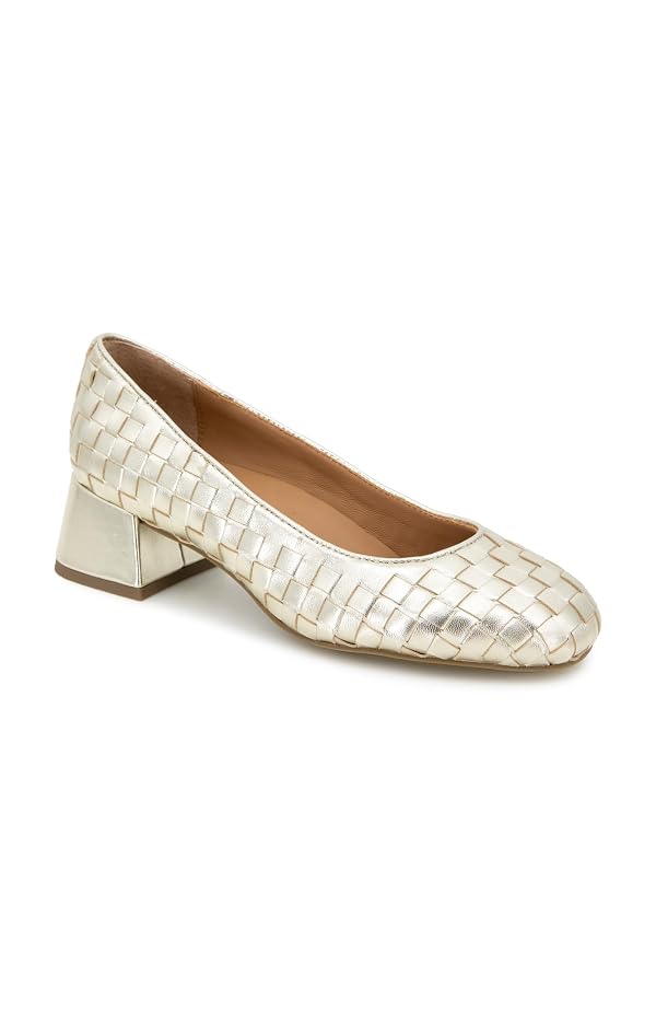 Gentle Souls LANCINE Woven Soft Gold Leather 8 by Gentle Souls by Kenneth Cole - Used condition - US$132.34