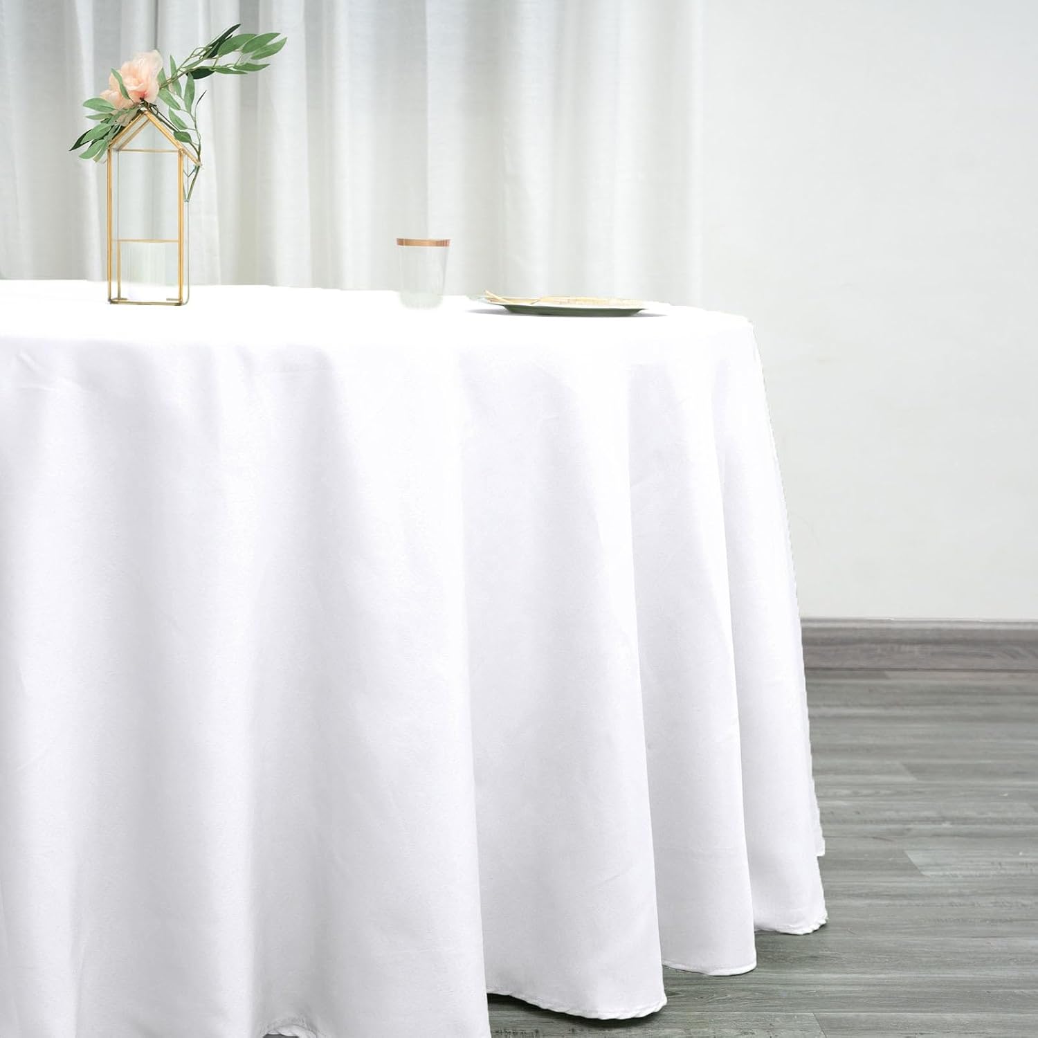 Efavormart 120" Wholesale Round Tablecloth Polyester Round Table Linens for Wedding Party Banquet Restaurant - White