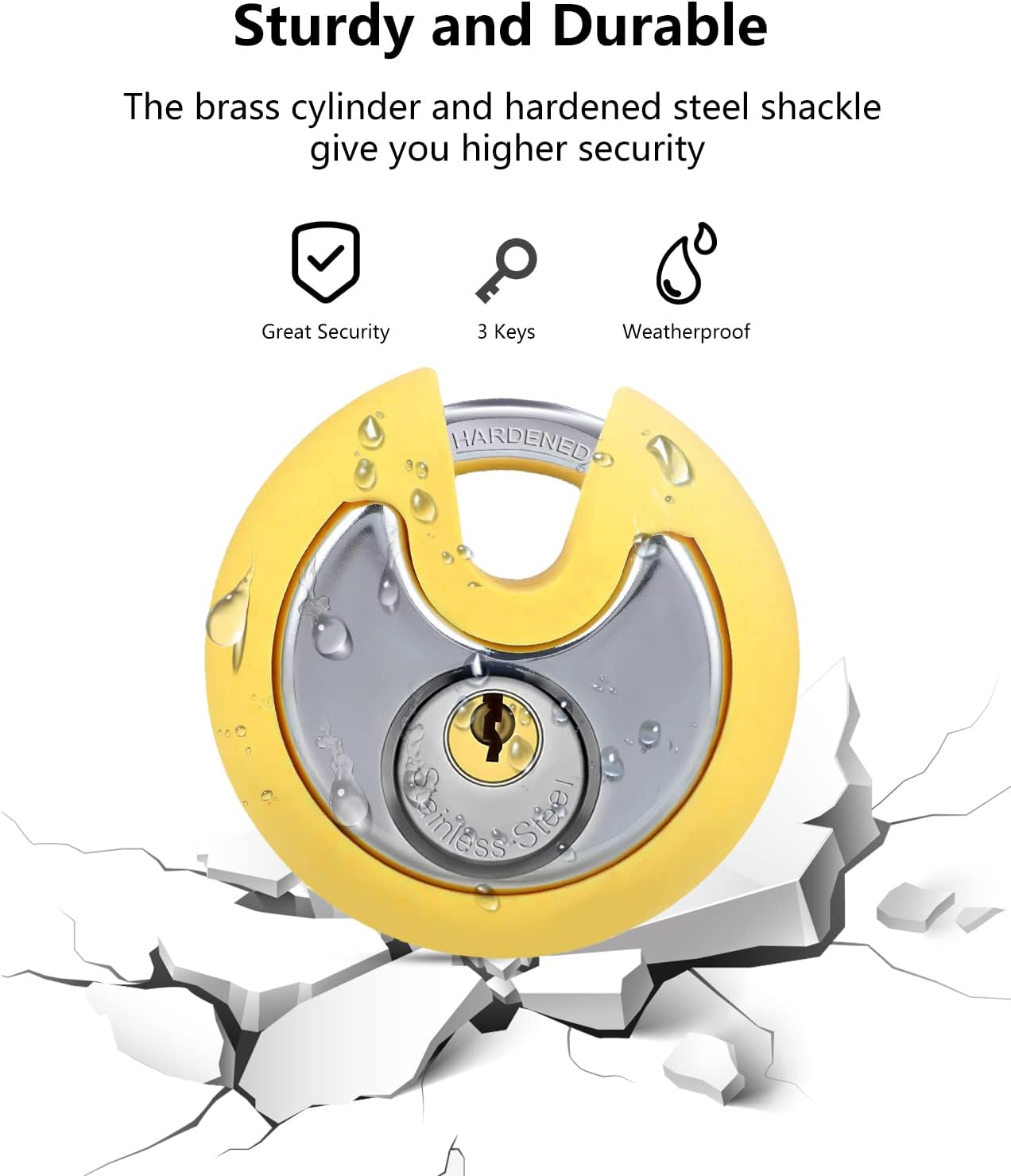 DAYGOS Disc Storage Lock for Storage Unit, Outdoor Waterproof Round Padlock, Heavy Duty Circle Lock with Keys for Uhaul,Moving Truck,Pods Container(3/8-Inch Shackle)