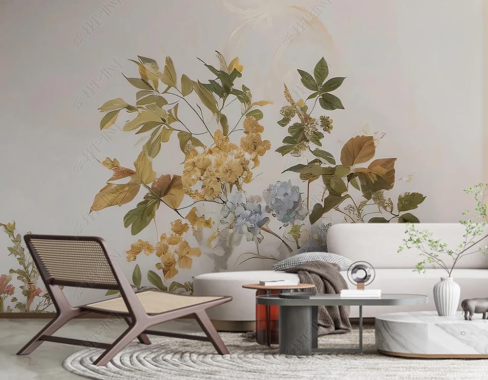 Papier peint intissé magnolia blanc trompe l'œil relief mural panoramique facile à poser
