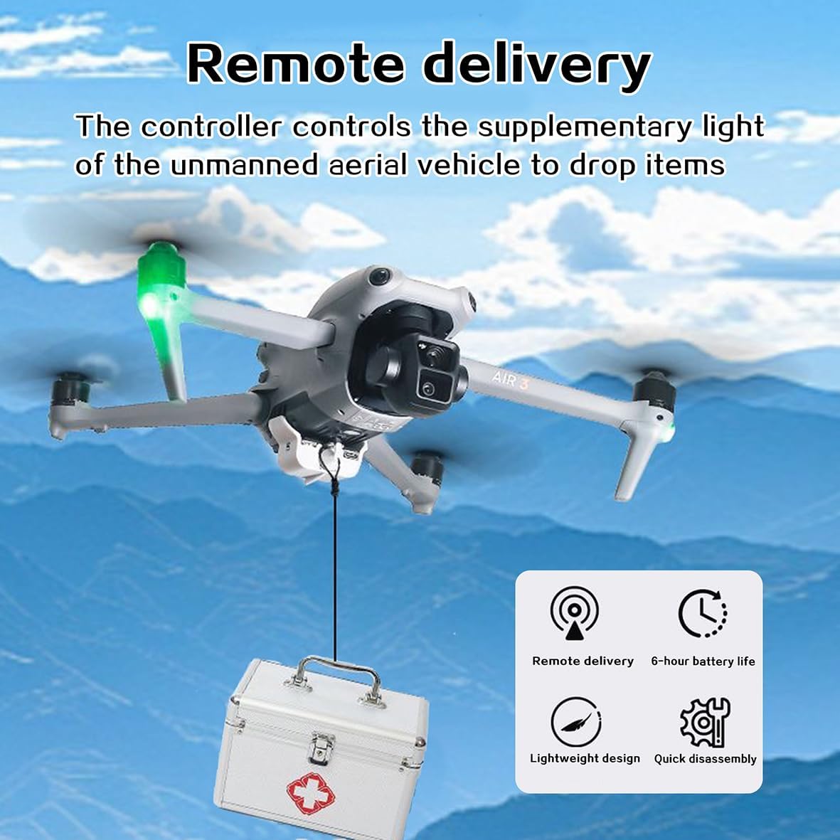 for DJI Ar3 Payload Airdrop System is Suitable for Transporting Wedding and Rescue Equipment. It is Also Compatible With for Air 3 Accessories (Air 3)
