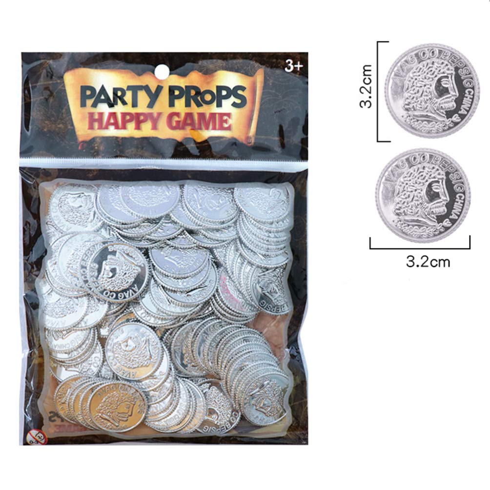 Toddmomy Pirate Gold Coins Play Accessories Pack of 100 Plastic Coins Props for Children Party Birthday Decoration Creative Educational Toy - Image 2